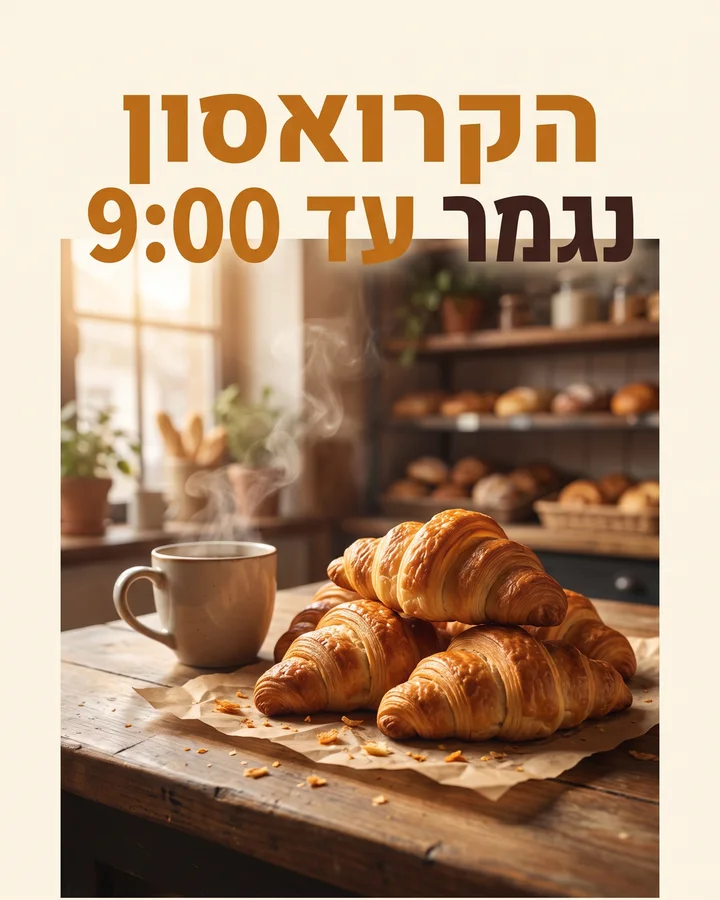 פוסט לדוגמה של קפה שחרית: הקרואסון נגמר עד 9:00
